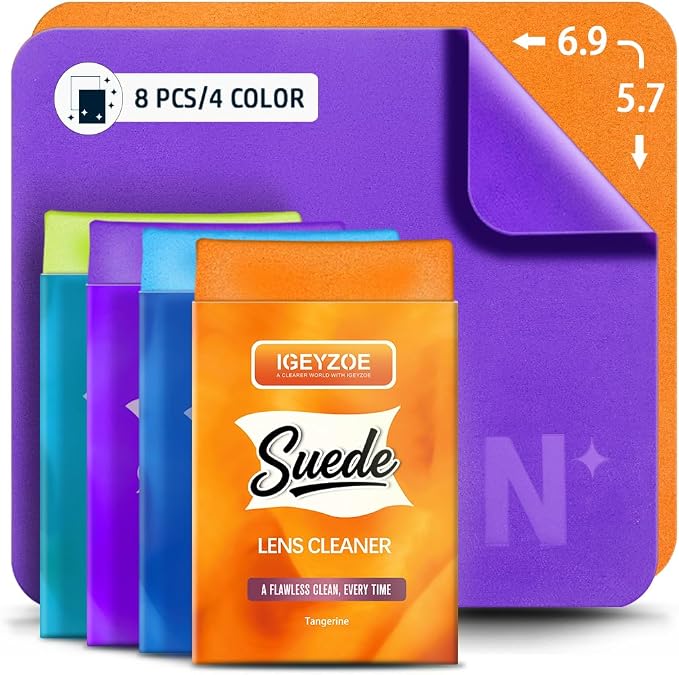 8-Pack Microfiber Lens Cleaning Cloths Eyeglass Lens Cleaner Glasses Cleaning by iGeyzoe
