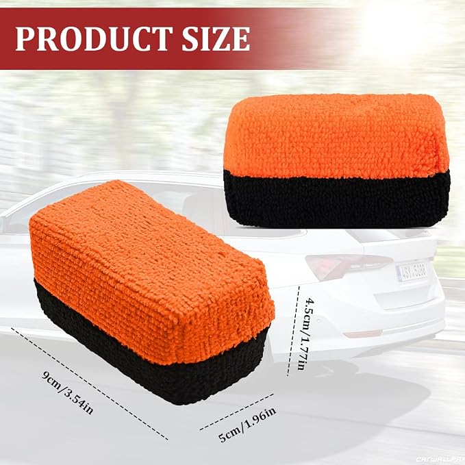 3PCS Premium Microfiber Applicator, Car Wash Sponge, Car Detailing Sponge - Image 2