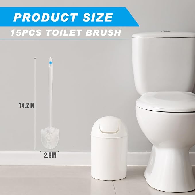Tioncy 15 Pcs 14.2 Inch Toilet Brush Commercial Heavy Duty Toilet Bowl Cleaning - Image 2