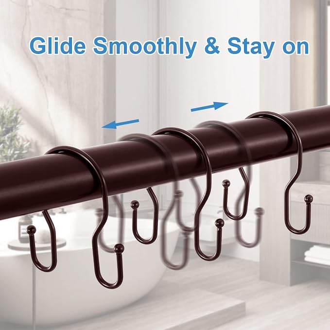 24 Pack Double Shower Curtain Hooks Rings, TENOVEL Double Sided Shower Curtain - Image 4