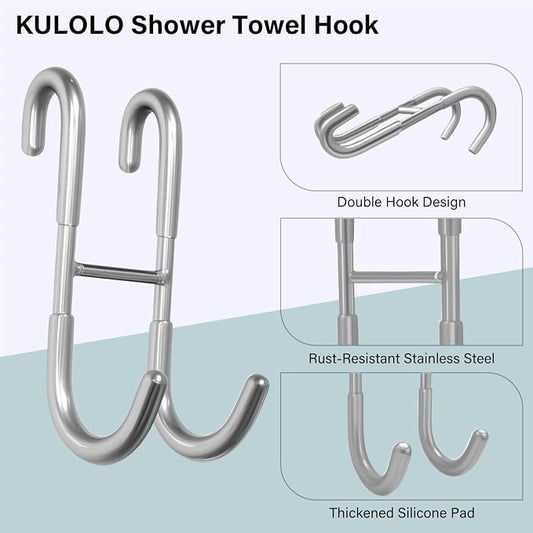 Shower Door Hooks for Towels & Squeegee - Image 2