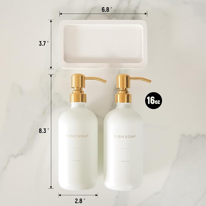 Gold Soap Dispenser Set, Glass Soap Dispenser - Image 7