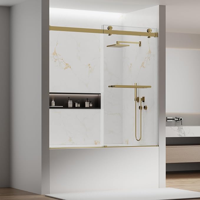 56-60" W x 60" H Double Sliding Bathtub Shower Door, 5/16" Tempered Glass - Image 8
