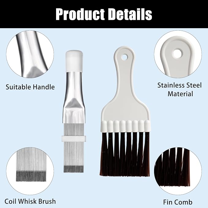 2Pcs Air Conditioner Fin CombsCondenser, Refrigerator Coil Cleaning Brush - Image 3