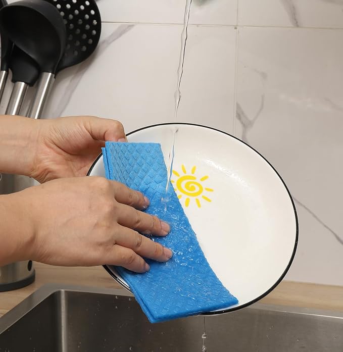 Swedish Dishcloths for Kitchen | 6 Pack Absorbent Cellulose Sponge Cloths - Image 4