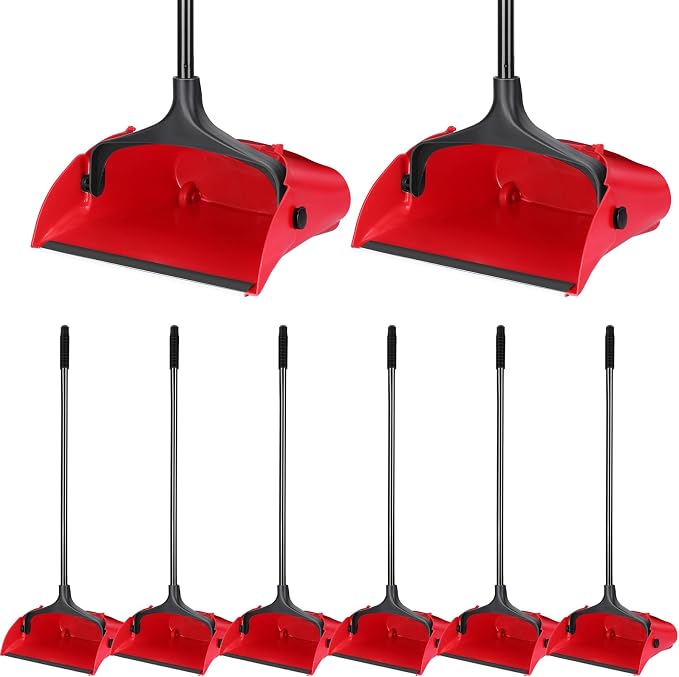 Weewooday 8 Pieces Commercial Lobby Dustpan Plastic Upright Dust Pan - Image 2