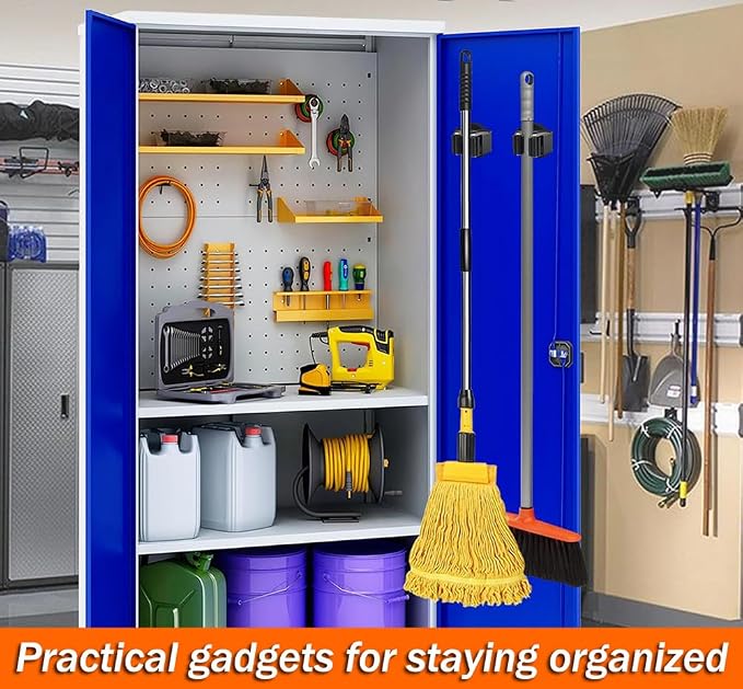 AKOAK Broom and Mop Rack Holder, Wall Storage Organizer, Screw Mount, Garden - Image 5