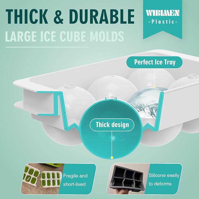 WIBIMEN Large Ice Cube Molds, Big Round Whiskey Ice Cube Trays - Image 5