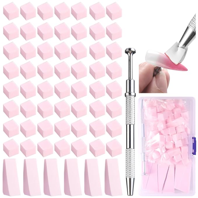 100Pcs Soft Nail Sponges for Ombre, Gradient Effect Pink Nail Art Sponges by Fcozpjk
