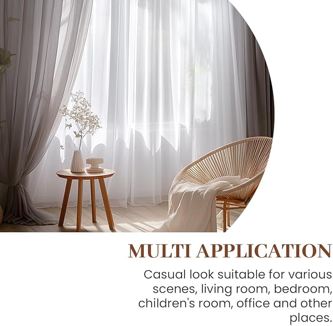 Dreaming Casa Grey Sheer Curtains 102 Inches Long, Rod Pocket & Back Tab Light Filtering Textured Sheers for Living Room Bedroom, 2 Panels, Each 52" W x 102" L
