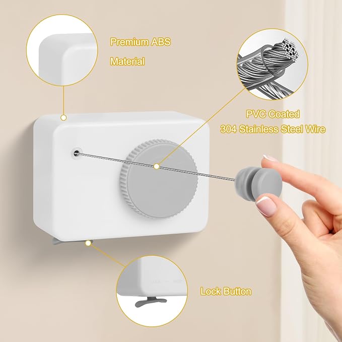 Retractable Clothesline Indoor/Outdoor, Anti-Sag - Image 5