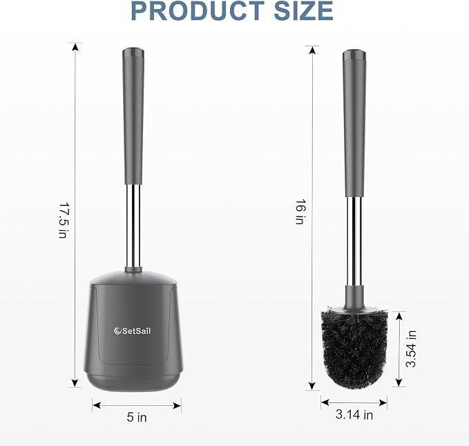 SetSail Toilet Brush and Holder, Self Closing Lid Toilet Bowl Brushes Holder - Image 2
