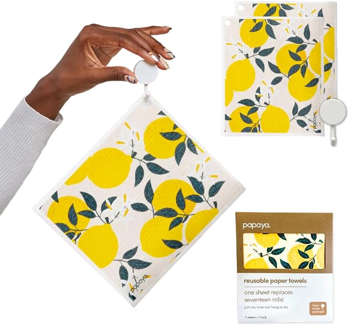 Papaya Reusable Paper Towels, Premium Swedish Dishcloths by Papaya
