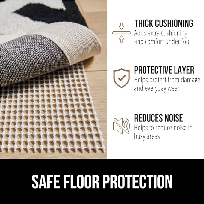GORILLA GRIP Strong Rug Pad Gripper, US Designed, Grips Help Keep Area Rugs Safe and in Place, Slip and Skid Resistant Pads for Hard Floors, Under Carpet Mat Cushion and Hardwood Protection 2x3 FT