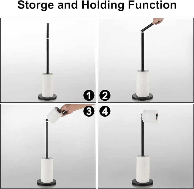 BGL Toilet Paper Holder Standing On Floor Black Matte, Tissue Holder On Floor - Image 4
