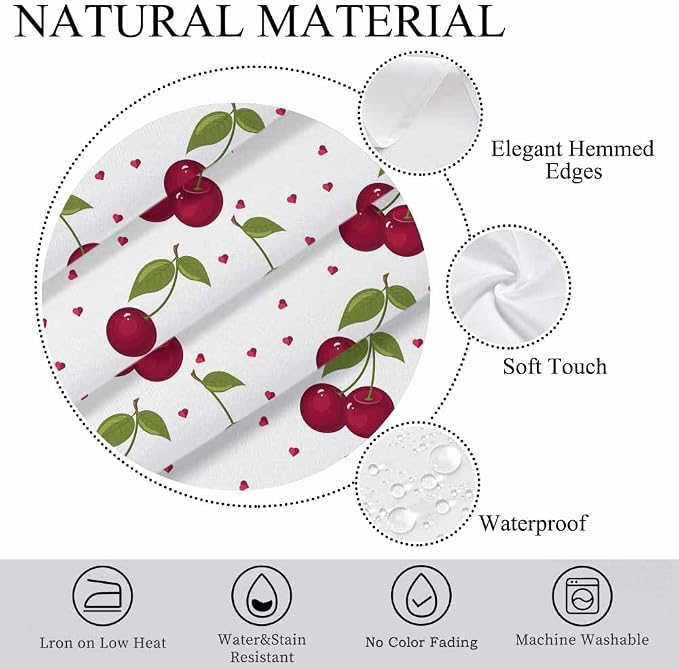 Red Cherry Table Cloth Rectangle Table Sweet Red Ripe Cherries Green Leaves - Image 5
