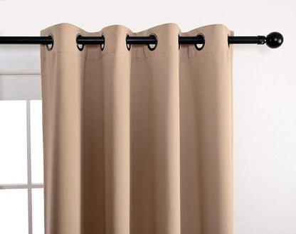 MIUCO Room Darkening Grommet Thermal Insulated Blackout Window Curtains Panels for Gilrs Room Window 1 Pair 52x63 Inch Taupe, Bonus 2 Tie Backs Included