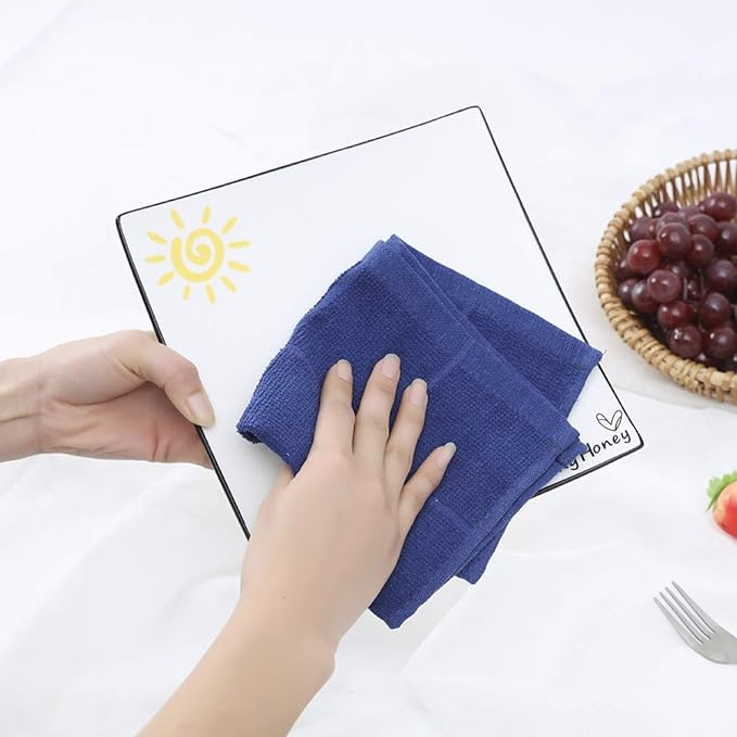 Glynniss Blue Dish Cloths Kitchen Highly Absorbent Navy Dish Rags 100% Cotton - Image 4