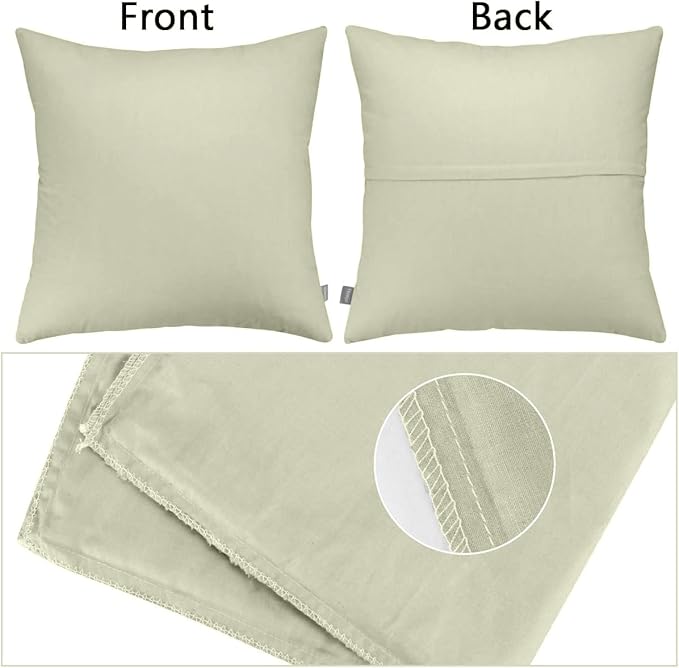 4-Pack 100% Cotton Comfortable Solid Decorative Throw Pillow Case,Thmyo Square Cushion Cover Pillowcase Sublimation Blank Pillow Covers DIY Throw Pillowcase for Sofa Bedroom(22x22 inch/ 55x55cm,Beige)
