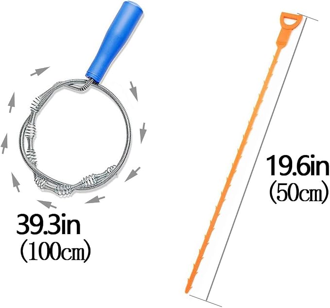 39inch Drain Clog Remover, 20inch Drain Snake Hair Remover＆ Cleaning Brush - Image 3