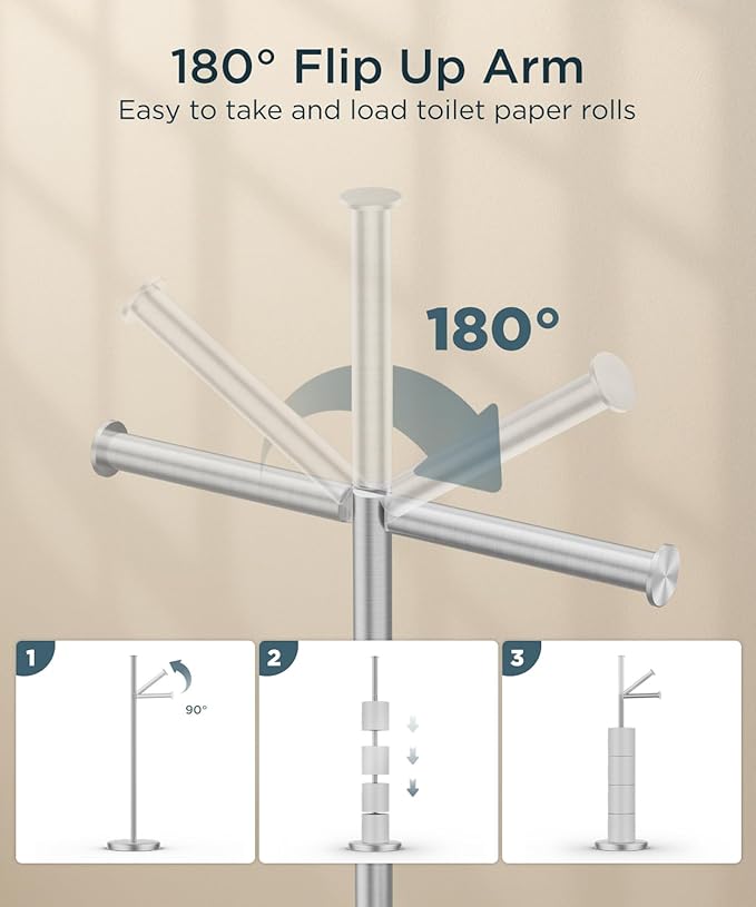 FORIOUS Toilet Paper Holder Stand, Toilet Paper Storage - Image 3
