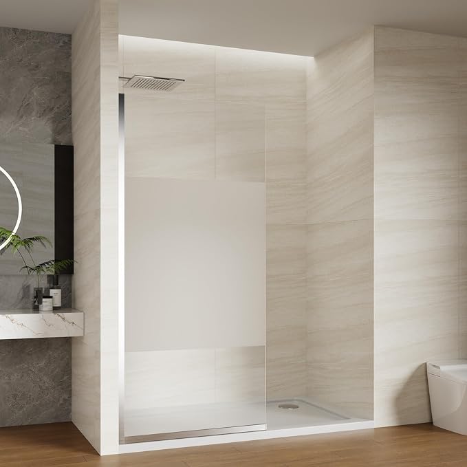 Shower Screen 36" x 76" Half Frameless Shower Wall Panel, Tempered Glass 3/8 by ViivppaiShowerDoors