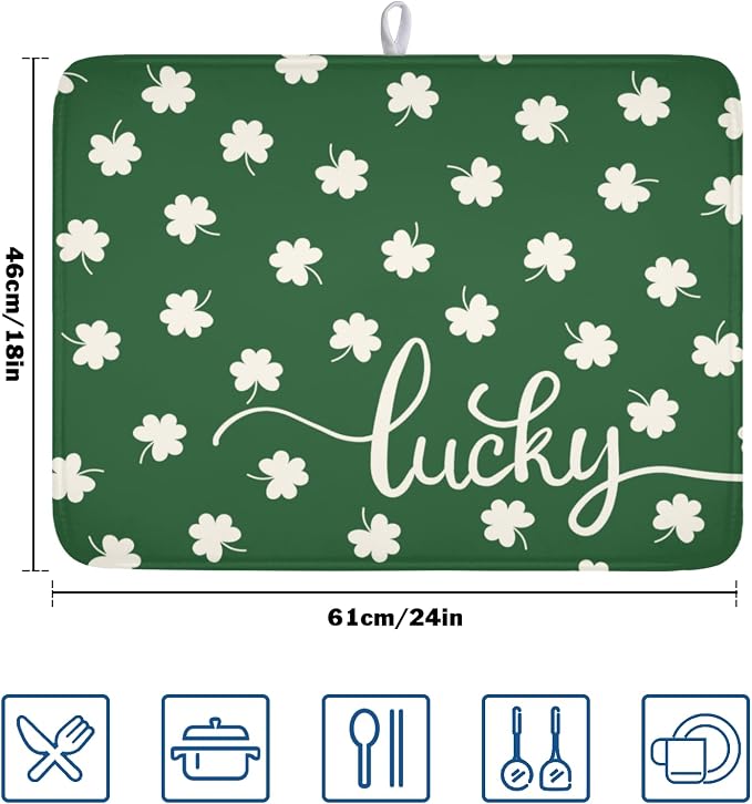 St Patricks Day Lucky Clover Dish Drying Mats - Image 2