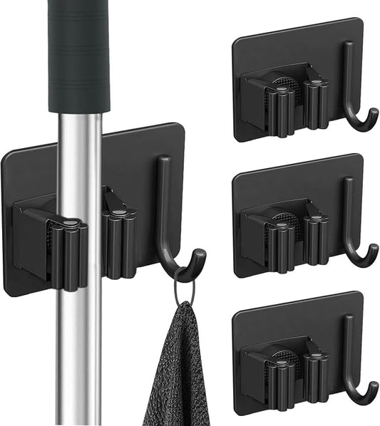 4Pcs Mop Broom Holder No Drill SUS304 Stainless Steel, Heavy Duty Tool by YingEntersHome