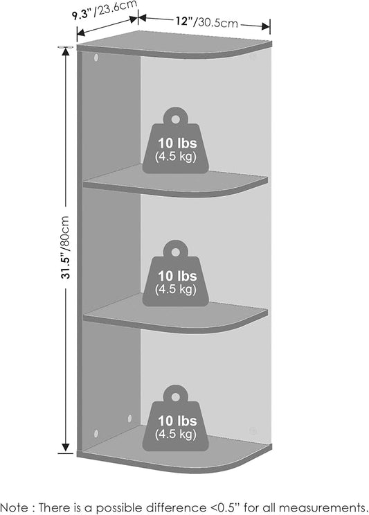 Furinno Reed Corner Shelf, 3-Tier Corner Bookshelf, Book Shelf, Corner Shelves - Image 2