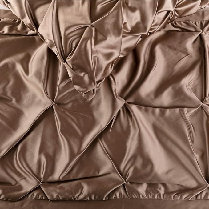The HomeCentric Beige Bed Runner Without Pillow Cover, Twin Size 53"x18" Decorative Bed Runner, Beige Satin Bed Scarf in Pintucks - Satin Ballet Swirl