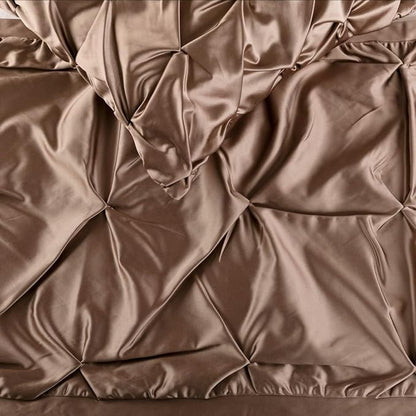 The HomeCentric Beige Bed Runner Without Pillow Cover, Twin Size 53"x18" Decorative Bed Runner, Beige Satin Bed Scarf in Pintucks - Satin Ballet Swirl