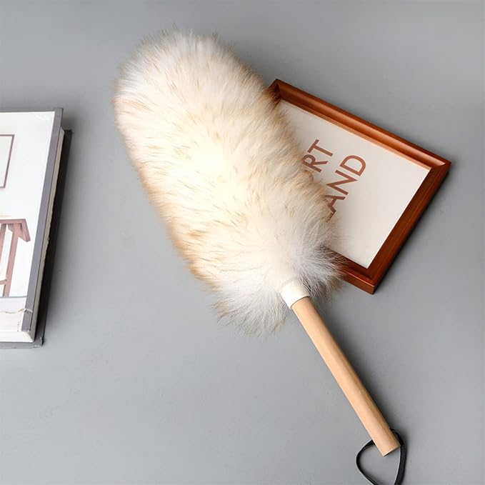 JIYAN Feather Duster with Wood Handle, Blinds Cleaner Purifier, Brush Cleaning - Image 4