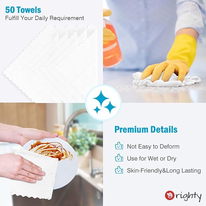 Orighty Cleaning Cloths, Shop Towels 50 Pack, Shop Rags Reusable, Microfiber - Image 4