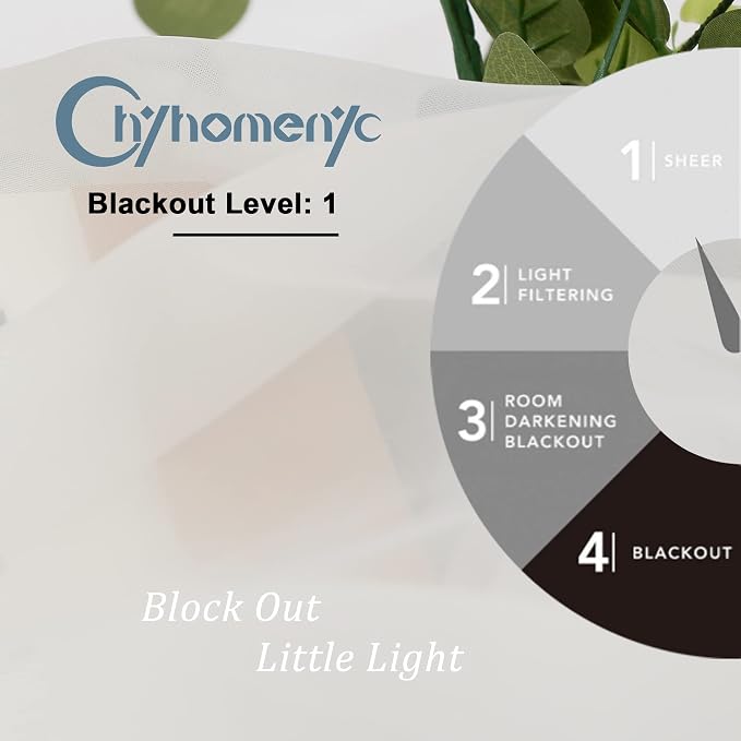 Chyhomenyc Ivory Sheer Window Curtain Panels 45 Inch, Light Filtering Solid - Image 8
