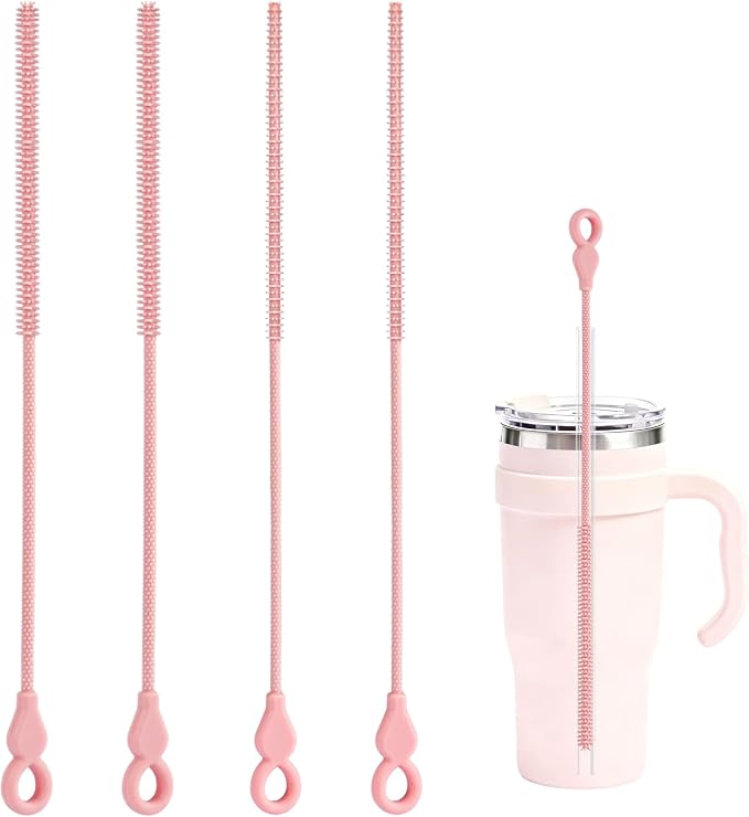 Silicone Straw Cleaner Brush, 4-Piece Reusable Straw Brush Set by Unknown
