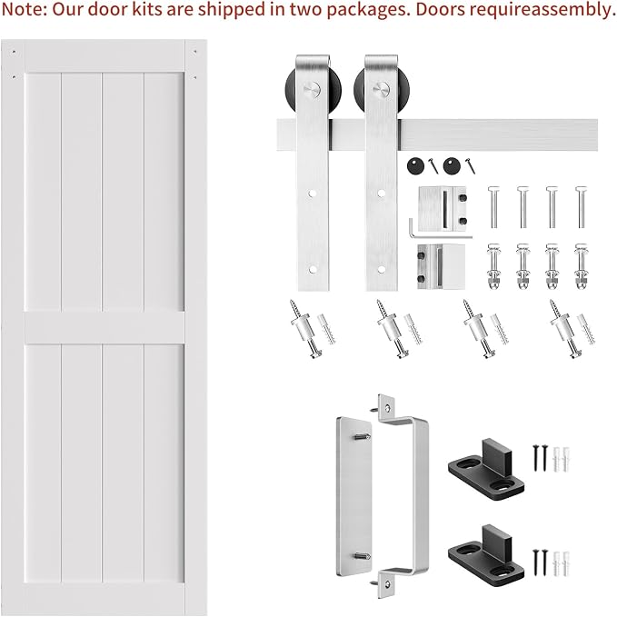 SmartStandard 28 x 84 inch White Slidng MDF Barn Door - Image 4