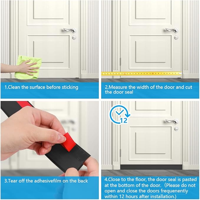 Ainiv 2 Pack Door Draft Stopper Under Door Seal, Adhesive Under Door Sweep - Image 7