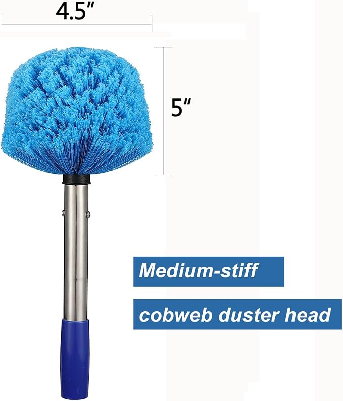 Cobweb Duster with Pole, 6ft Stainless Steel Pole Cobweb Brush with - Image 3