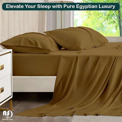 NON Sticky cotton Twin Size Sleeper Sofa Sheets, 4 Piece Egyptian Cotton Bed Sheet Set for Sofa Bed, 7" Deep Pocket for Pull Out Couch Mattress, 39" x 75", Taupe Solid, Soft & Breathable