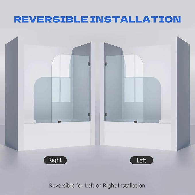 Frameless Bathtub Shower Door, 1/4" Clear Tempered Glass Bathroom Shower Screen - Image 6