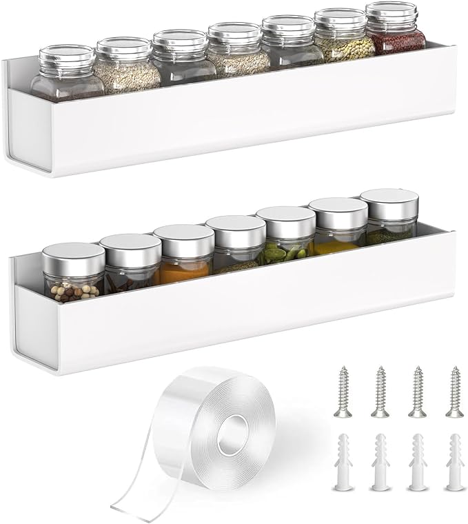 PMMASTO Adhesive Acrylic Spice Rack Organizer by PMMASTO