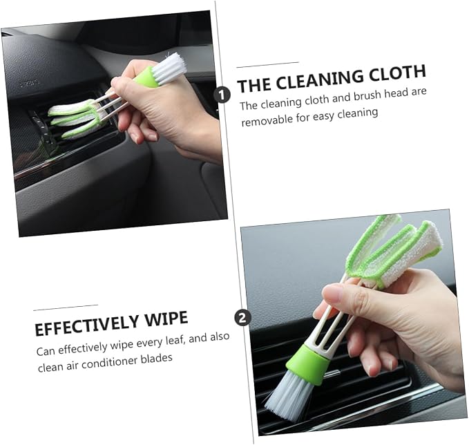 GLEAVI 3pcs Double-Ended Car Air Vent Cleaning Brush Set Green, Air Conditioner - Image 8