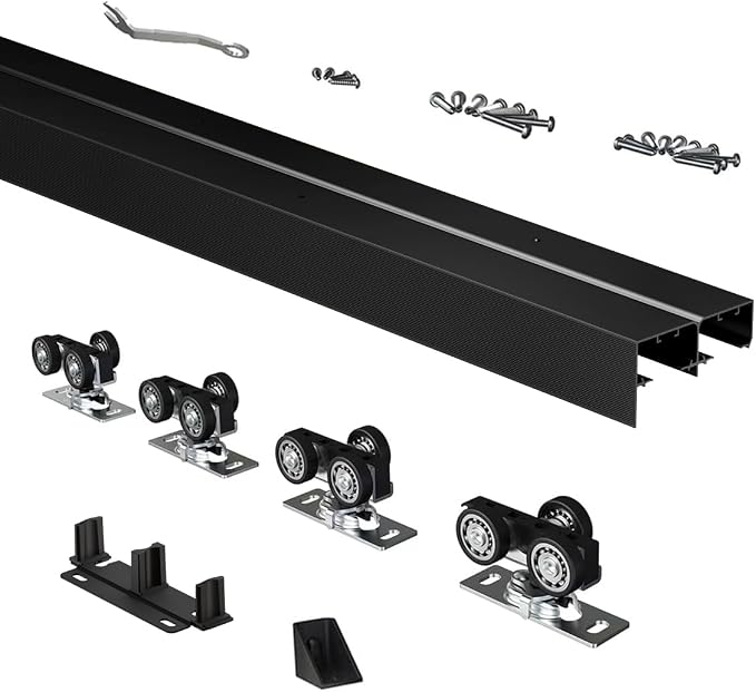 Heavy Duty Bypass Sliding Closet Door Track Hardware 60", 5FT Aluminium Pocket by SongYung