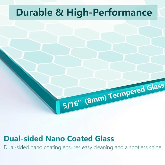 Framelss Single Swing Hinged Shower Door, 5/16" Tempered Glass - Image 5