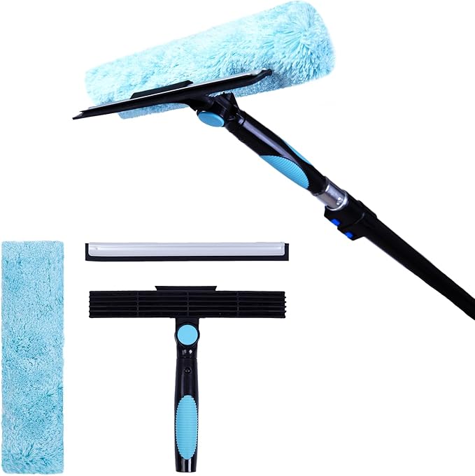 11" Window Squeegee and Microfiber Scrubber 2-in-1 Combo Cleaning Tools - Image 7