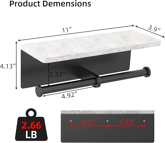 Toilet Paper Holder with Shelf, New Upgrade Double Toilet Paper Holder with - Image 6