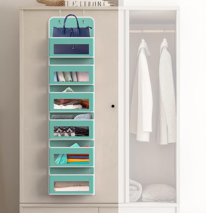 Simple Houseware 6 Clear Window Pocket Over Closet Door Storage Hanging - Image 4