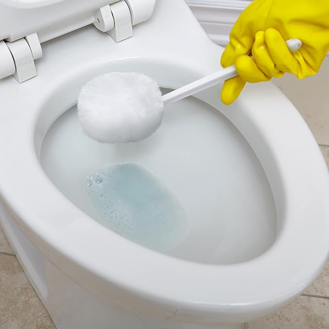 Zhehao 50 Pcs Toilet Bowl Brush Soft Swab Toilet Bowl Bulk White Reusable Long - Image 5