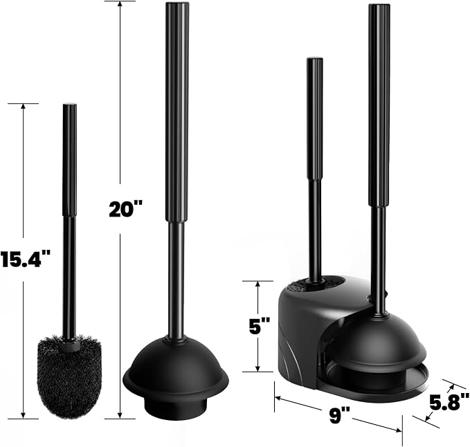 2Pack 2 in 1 Toilet Brush and Plunger Set, Extended Handle Plunger, Toilet Bowl - Image 7
