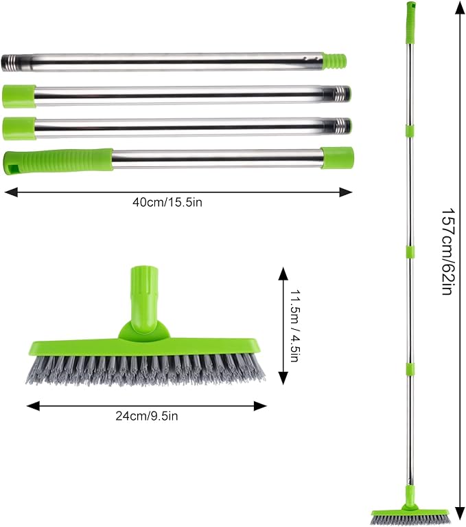 ITTAHO 2 Pack Grout Brush with Long Handle, Swivel Cleaning Grout Line Scrubber - Image 3